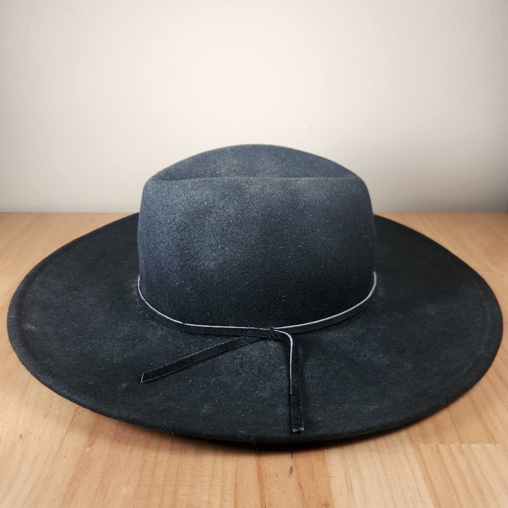 FREE PEOPLE Women's Fedora Hat Black 100% Wool One Size Western